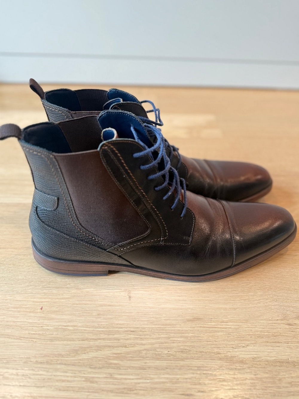 Stacy Adams Mens Size 13 Brown Leather Cap Toe Lace Up Ankle Boots Dress